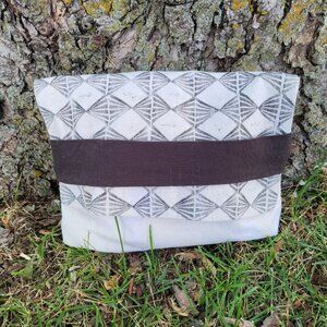 Medium Clutch with black geometric design on flap handmade